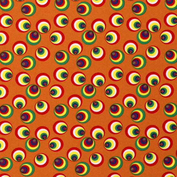 Power Stretch fabric Circles Orange