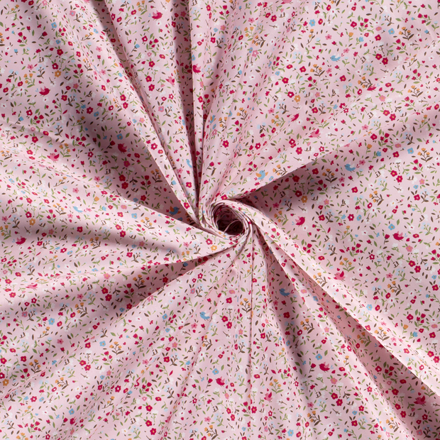 Cotton Poplin fabric Light Pink printed 
