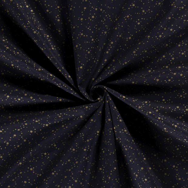 Cotton Poplin fabric Navy printed and foil 