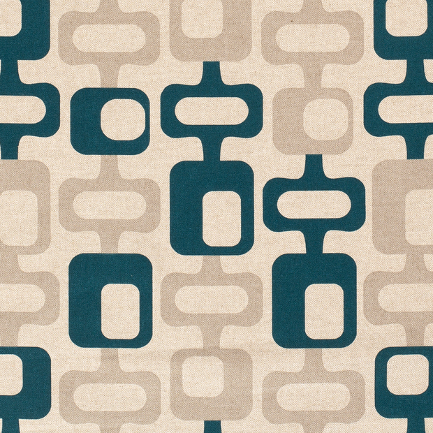 Linen Look fabric Abstract Petrol