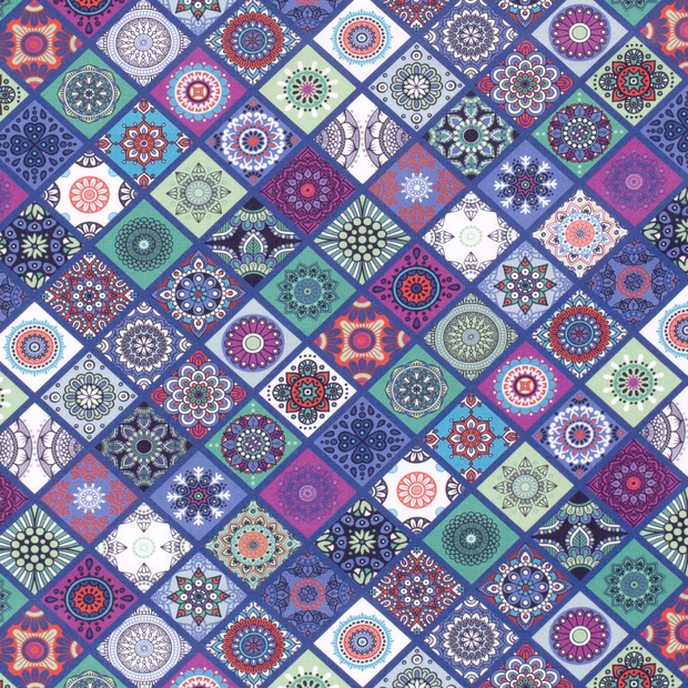 Cotton Poplin fabric Abstract Cobalt
