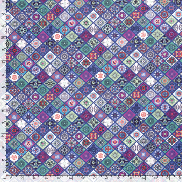 Cotton Poplin fabric Abstract Cobalt