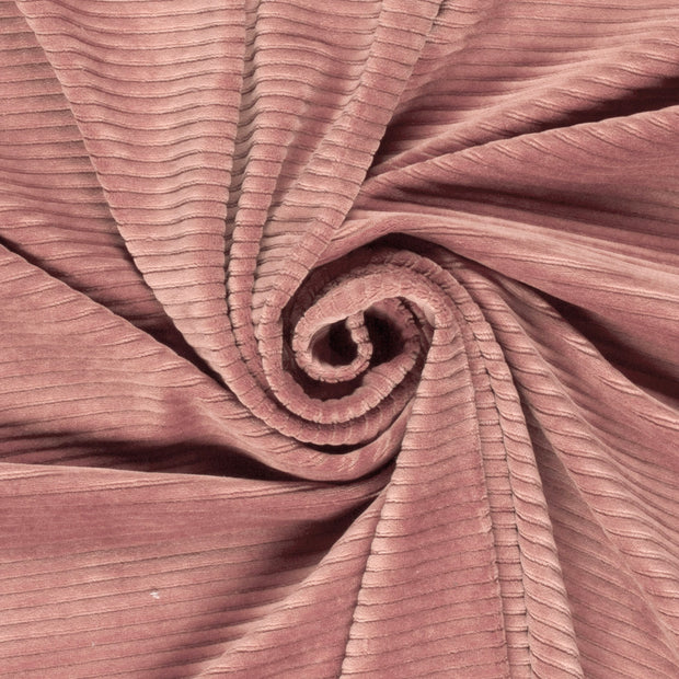 Nicky Velours Rib tissu Unicolore Vieux rose