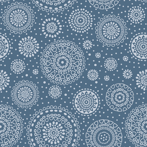Coated Tablecloth fabric Mandala's Steel Blue