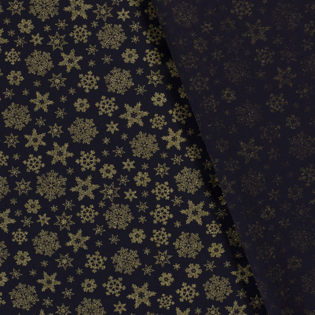 Cotton Poplin fabric Christmas stars printed and foil 