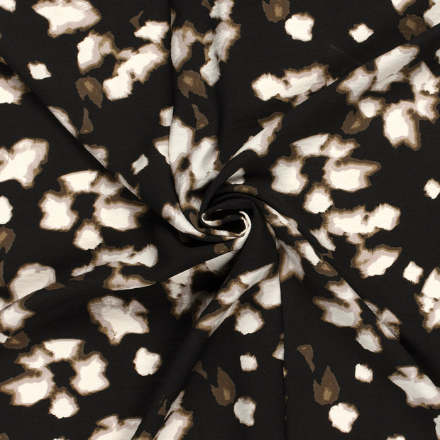 Viscose Nylon Crepe fabric Black printed 