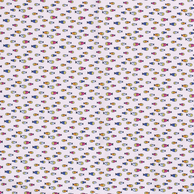 Cotton Jersey fabric Fish Light Grey