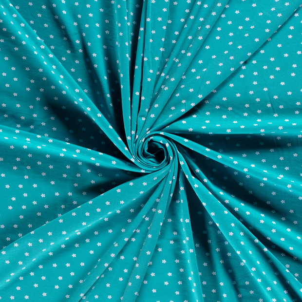 Jersey de Coton tissu Turquoise imprimé 