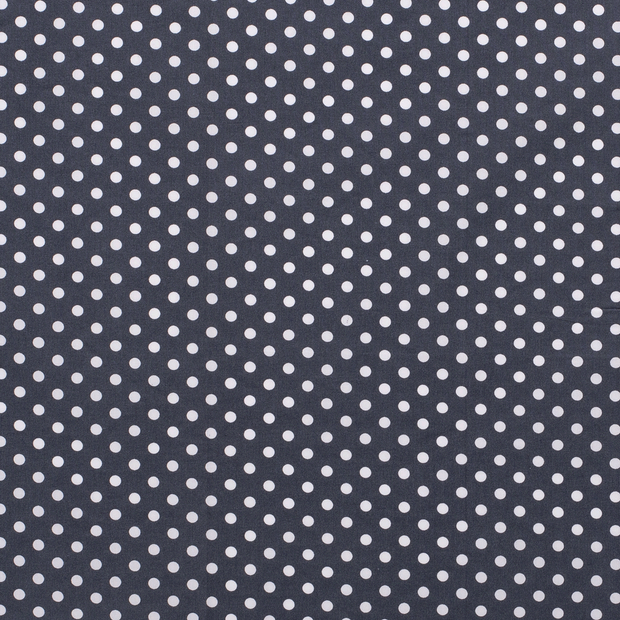 Cotton Poplin fabric Dots Dark Grey