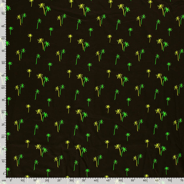 French Terry fabric Palmtrees Black