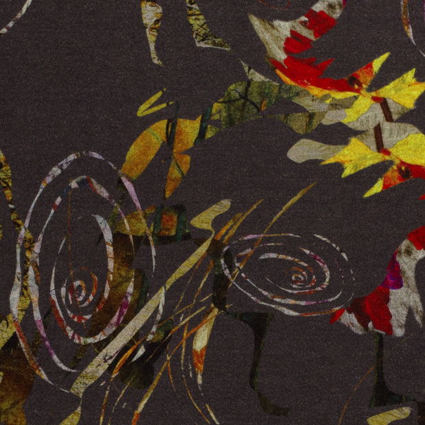 Poly Viscose Jersey fabric Abstract Dark Grey