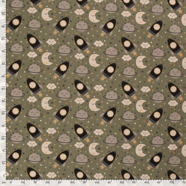 Linen Look fabric Space Olive Green