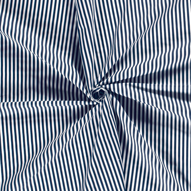 Popeline de Coton tissu Bleu Marine imprimé 