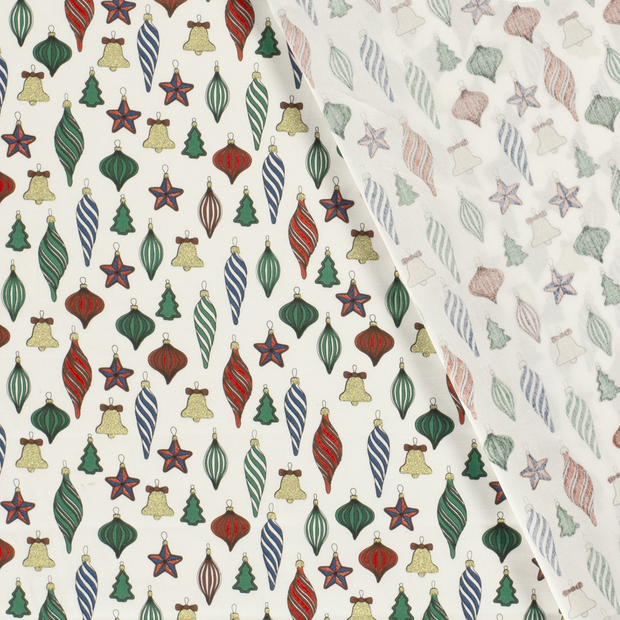 Cotton Poplin fabric Christmas balls printed and foil 