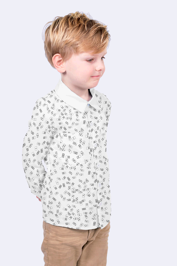 Cotton Poplin fabric Games Optical White