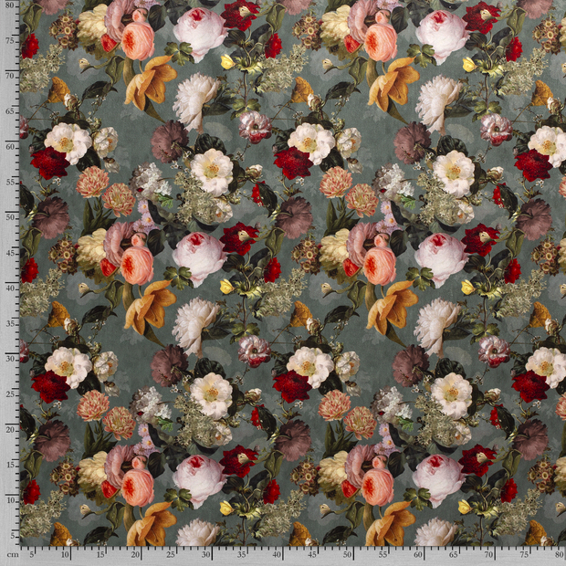 Velvet fabric Flowers digital printed 