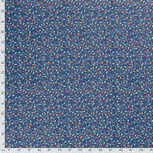 Cotton Poplin fabric Christmas ornaments Navy