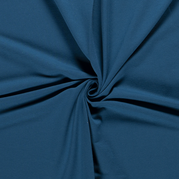 French Terry tissu Unicolore Paon bleu