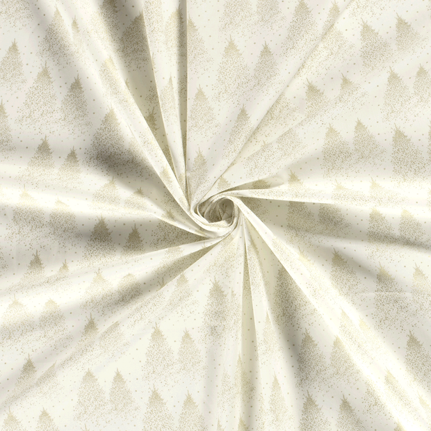 Cotton Poplin fabric Off White printed and foil 