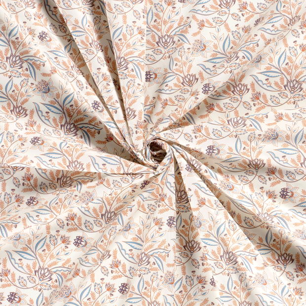 Cotton Poplin fabric Off White printed 