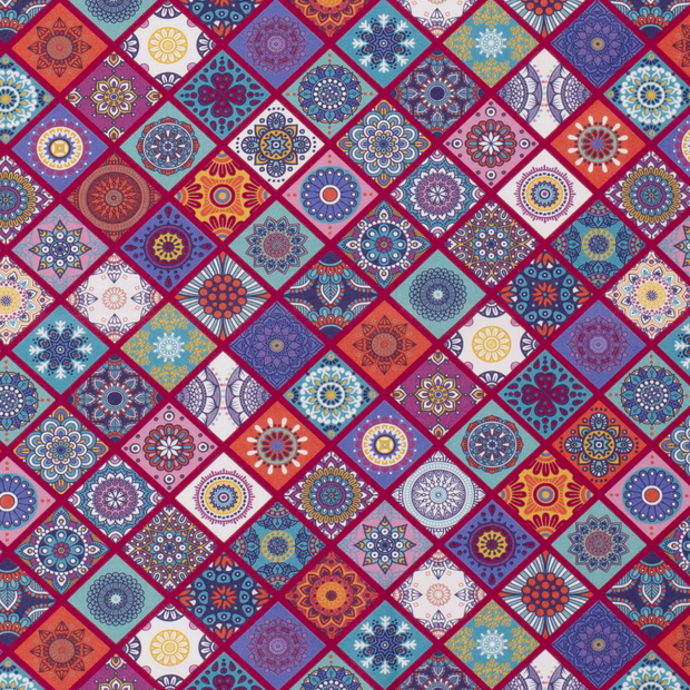 Cotton Poplin fabric Abstract Wine red