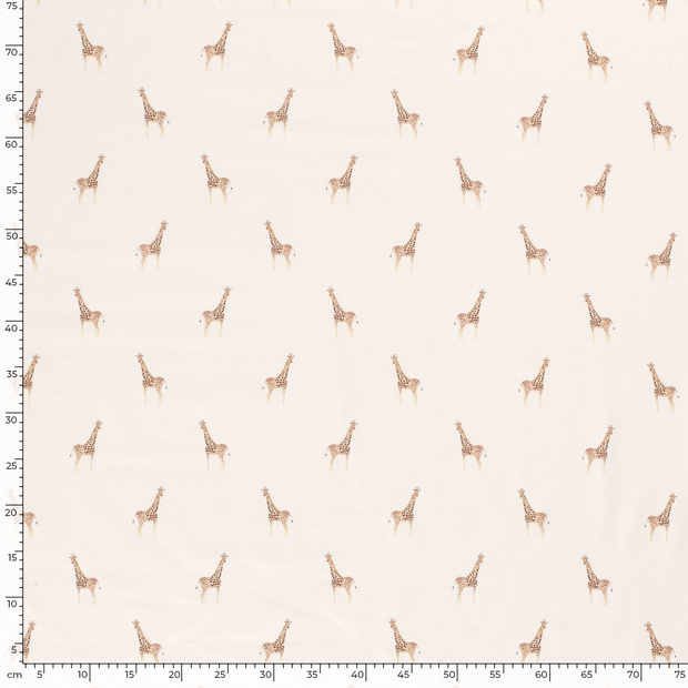 Cotton Jersey fabric Giraffes Off White