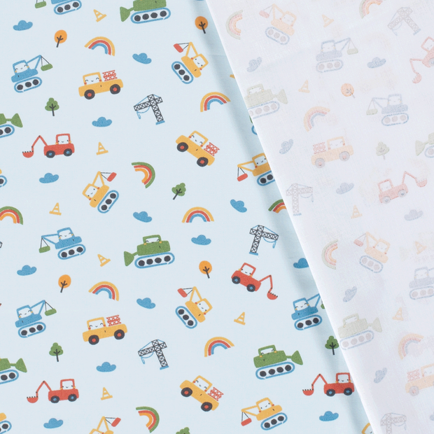 Cotton Poplin fabric Tractors printed 
