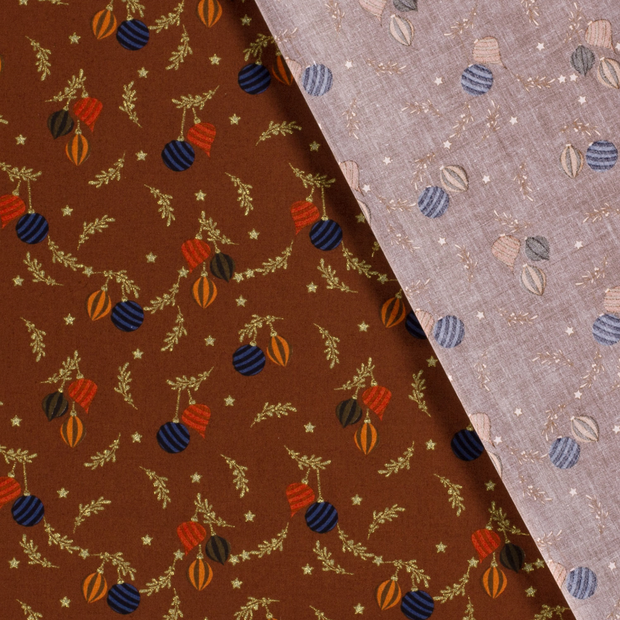 Cotton Poplin fabric Christmas printed and foil 