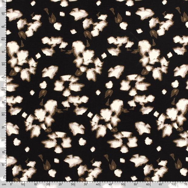 Viscose Nylon Crepe fabric Abstract Black