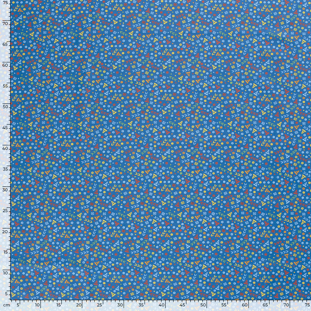 Popeline de Coton tissu ornements Cobalt