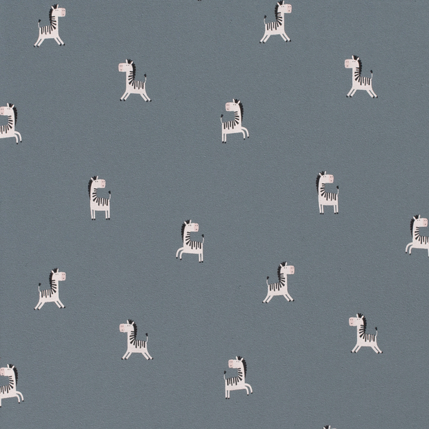 Jersey fabric Zebras Indigo