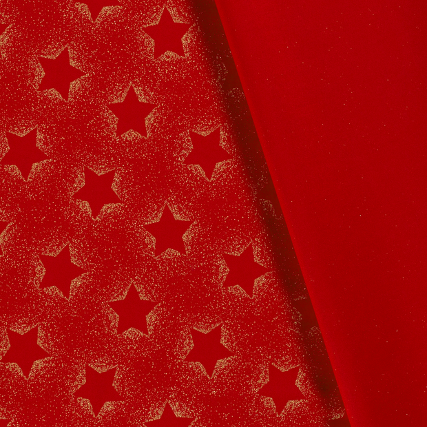 Cotton Poplin fabric Christmas stars printed and foil 