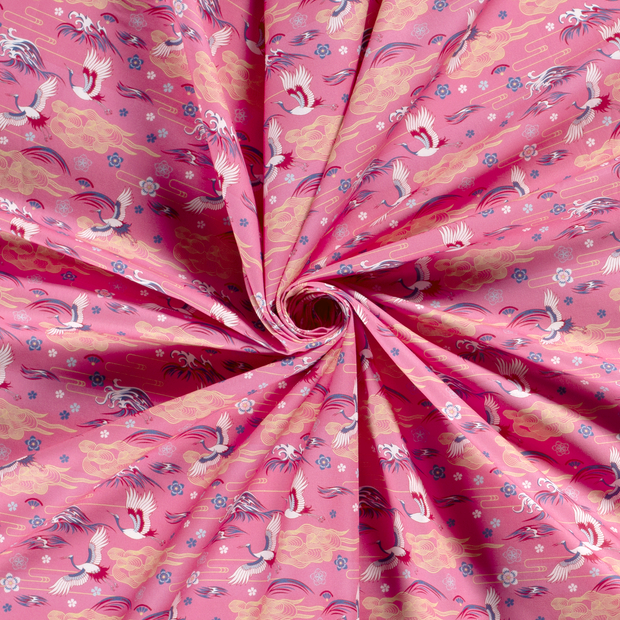Cotton Poplin fabric Pink printed 