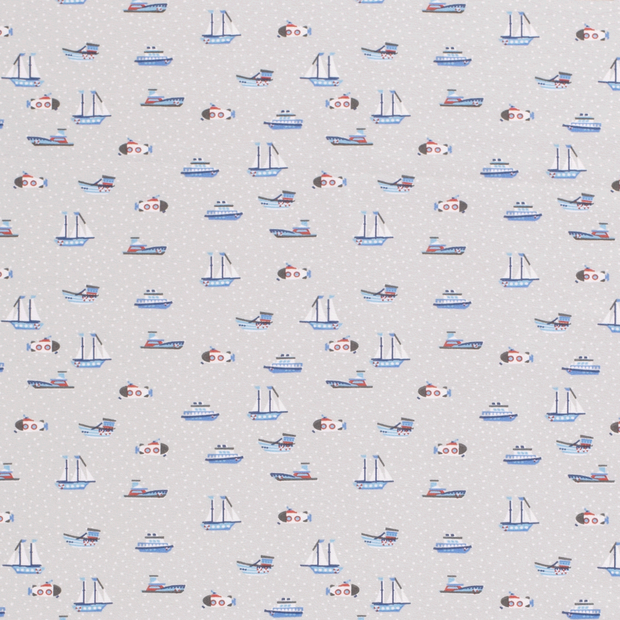 Jersey de Coton tissu voiliers Gris clair