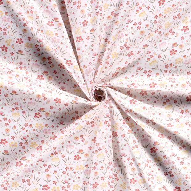 Cotton Poplin fabric Optical White printed 