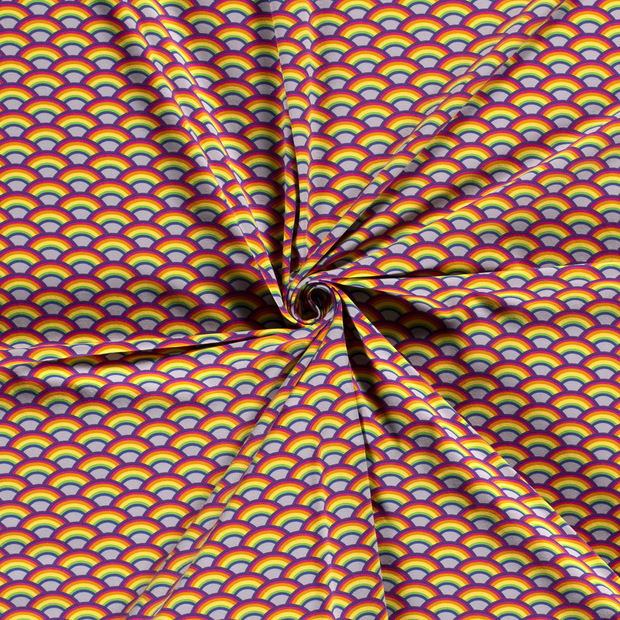Jersey de Coton tissu Gris clair imprimé 