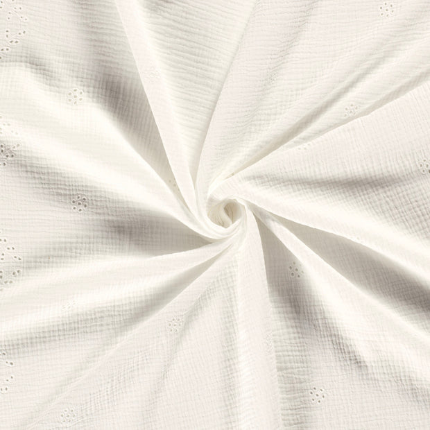 Muslin fabric Off White embroidered 