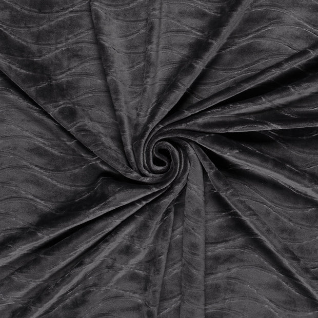 Velvet fabric Dark Grey embossed 