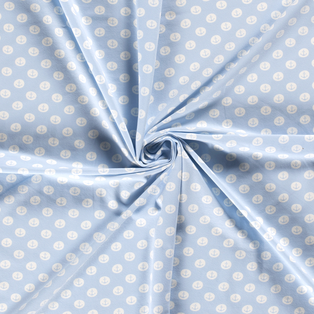 Jersey de Coton tissu Bleu bébé imprimé 