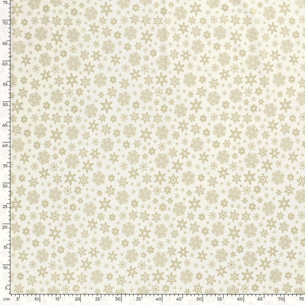 Cotton Poplin fabric Christmas stars Off White