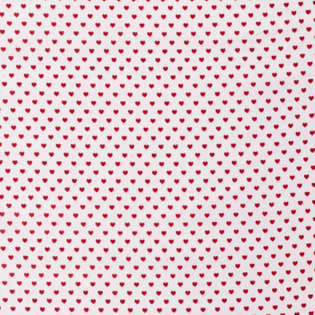 Cotton Poplin fabric Hearts Optical White