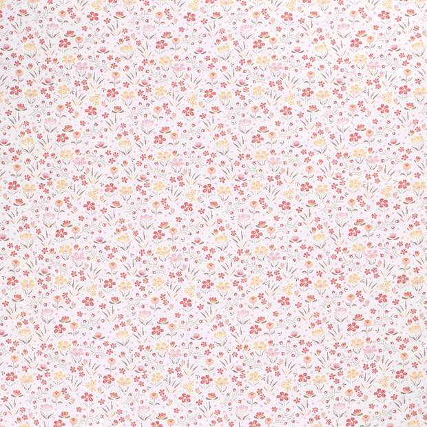 Cotton Poplin fabric Millefleurs Optical White