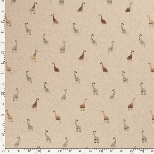 Panama fabric Giraffes Off White