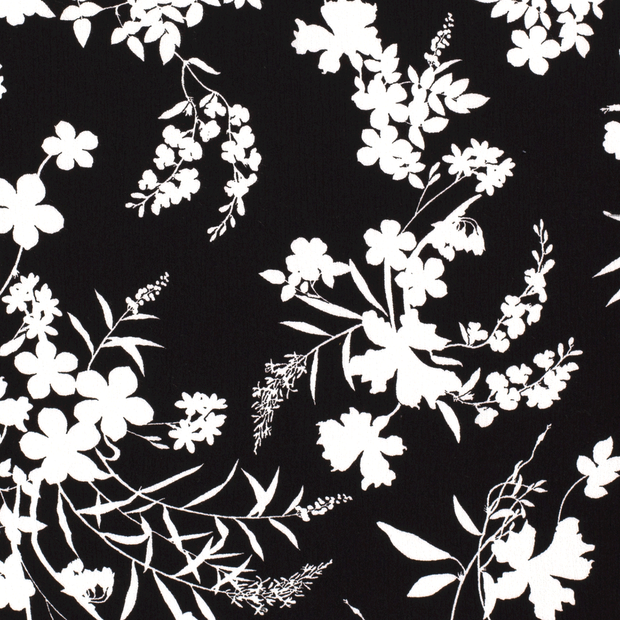 Crepe fabric Flowers Black