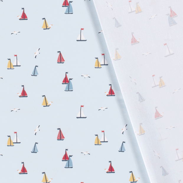 Cotton Poplin fabric Sailboats printed 