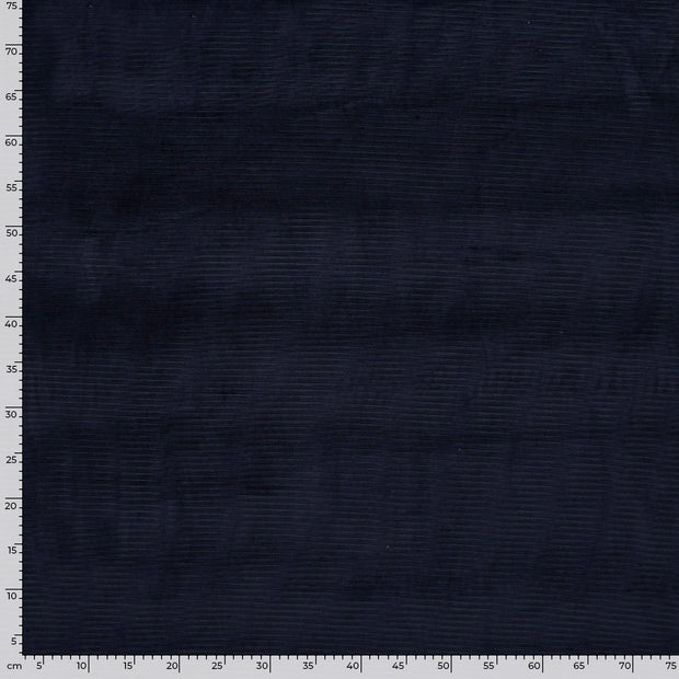 Nicky Velours Rib tissu Unicolore Bleu Marine