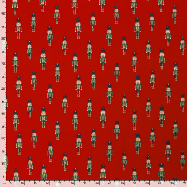 Cotton Poplin fabric Christmas ornaments Red