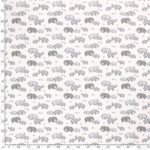 Cotton Poplin fabric Animals Off White