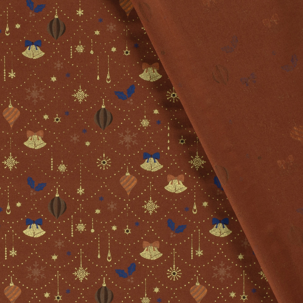 Cotton Poplin fabric Christmas printed and foil 