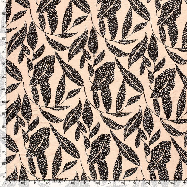 Viscose Nylon Crepe stof Bloemen Beige